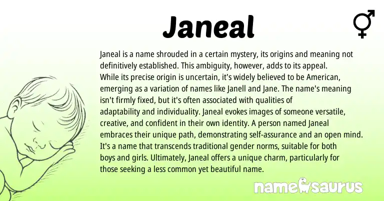 Infographic about Janeal name meaning, Janeal is a name from English origin(s).