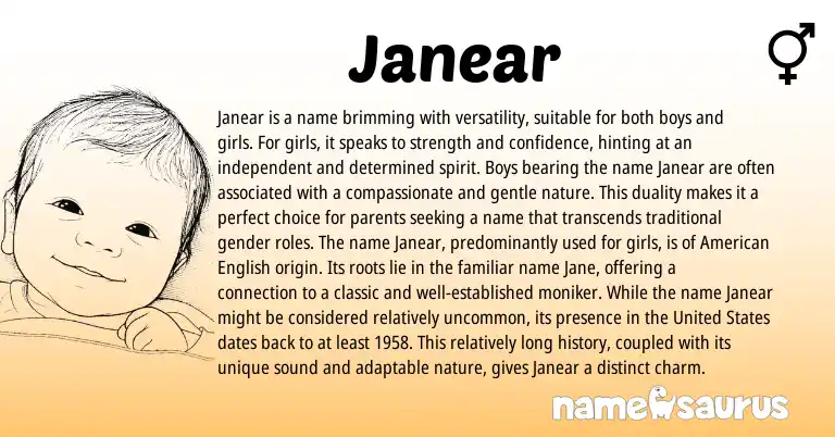 Infographic about Janear name meaning, Janear is a name from Other origin(s).