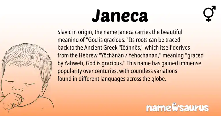 Infographic about Janeca name meaning, Janeca is a name from Slavic, Ancient Greek, Hebrew origin(s).