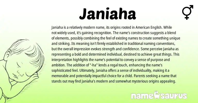 Infographic about Janiaha name meaning, Janiaha is a name from Other origin(s).