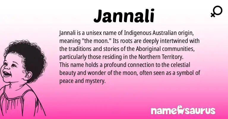 Infographic about Jannali name meaning, Jannali is a name from Indigenous Australian, Aboriginal origin(s).