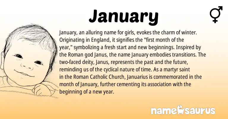 Infographic about January name meaning, January is a name from Roman, England origin(s).