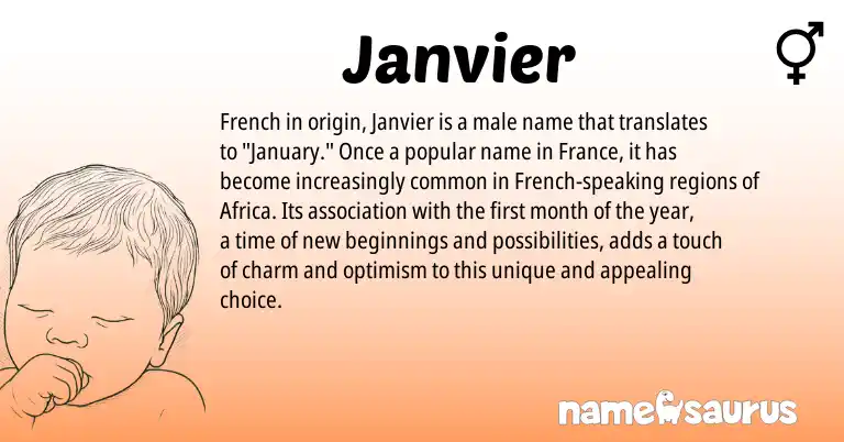 Infographic about Janvier name meaning, Janvier is a name from French origin(s).