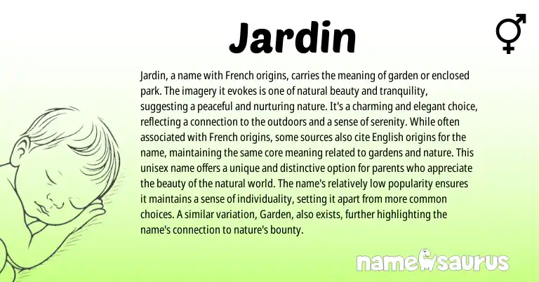 Infographic about Jardin name meaning, Jardin is a name from French origin(s).