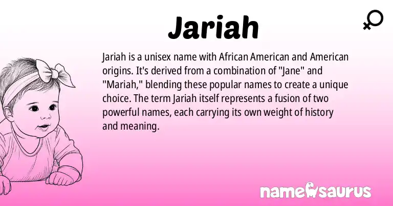 Infographic about Jariah name meaning, Jariah is a name from African American, American origin(s).