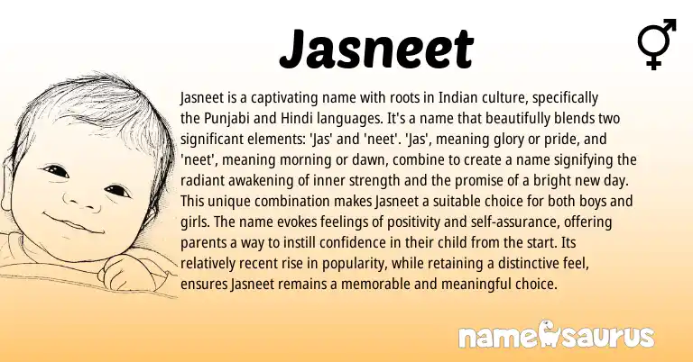 Infographic about Jasneet name meaning, Jasneet is a name from Punjabi, Indian origin(s).