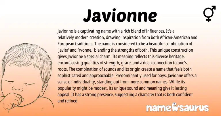 Infographic about Javionne name meaning, Javionne is a name from English origin(s).