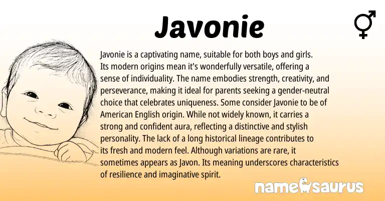 Infographic about Javonie name meaning, Javonie is a name from Other origin(s).