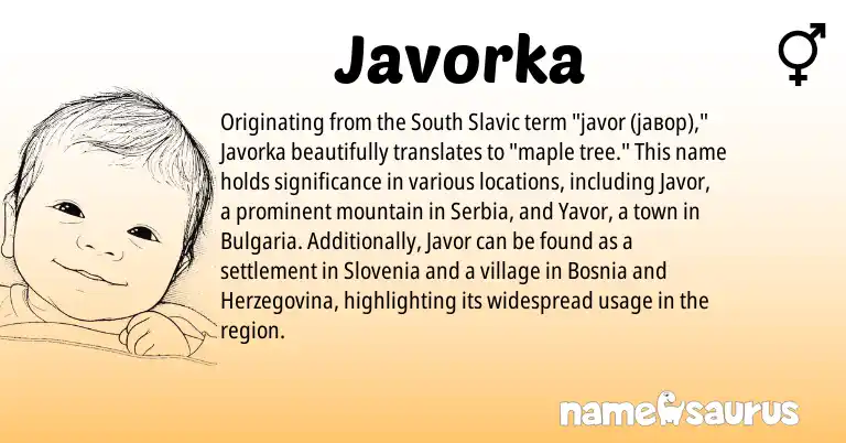 Infographic about Javorka name meaning, Javorka is a name from Slavic origin(s).