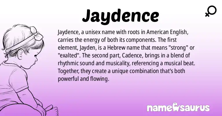 Infographic about Jaydence name meaning, Jaydence is a name from English (American) origin(s).