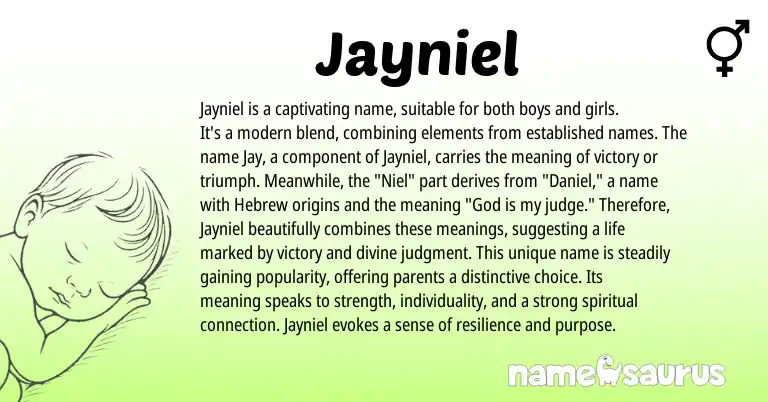 Infographic about Jayniel name meaning, Jayniel is a name from American origin(s).