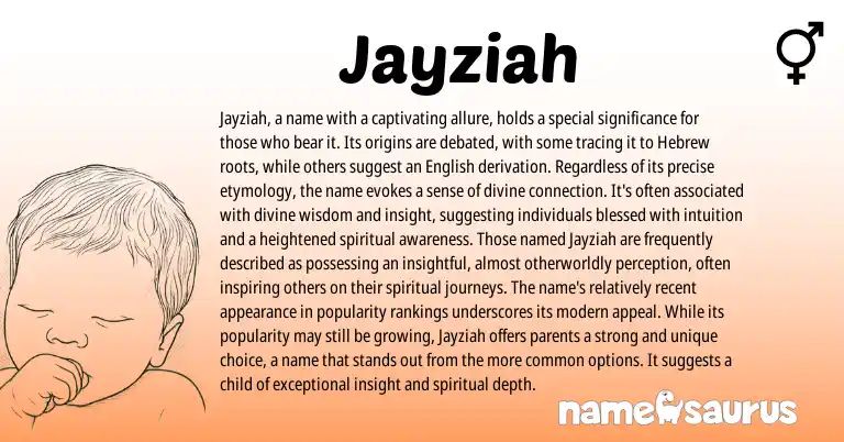 Infographic about Jayziah name meaning, Jayziah is a name from Hebrew origin(s).
