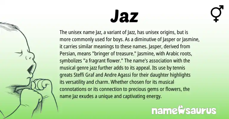Infographic about Jaz name meaning, Jaz is a name from Persian, Arabic origin(s).