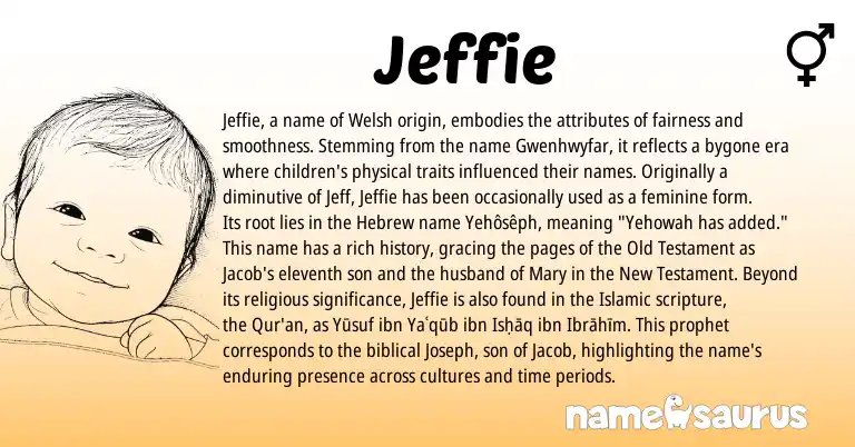 Infographic about Jeffie name meaning, Jeffie is a name from Welsh, Hebrew origin(s).