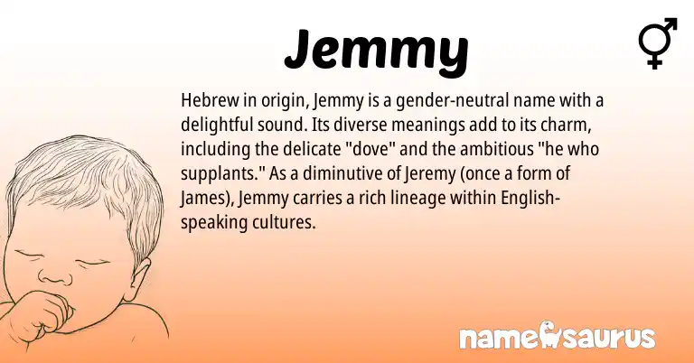 Infographic about Jemmy name meaning, Jemmy is a name from English, Hebrew origin(s).