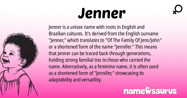 Infographic about Jenner name meaning, Jenner is a name from English, Brazilian origin(s).