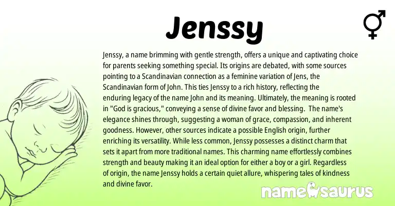 Infographic about Jenssy name meaning, Jenssy is a name from Scandinavian origin(s).