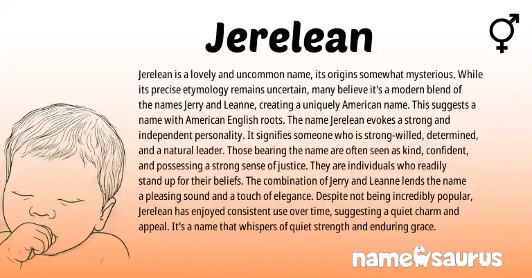 Infographic about Jerelean name meaning, Jerelean is a name from Other origin(s).