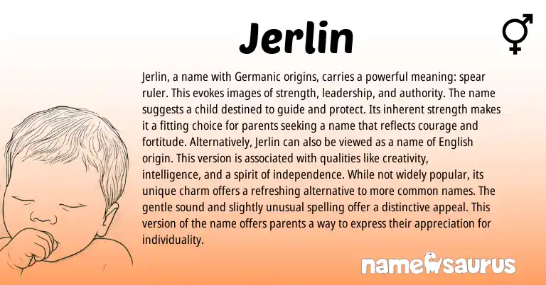 Infographic about Jerlin name meaning, Jerlin is a name from Germanic origin(s).