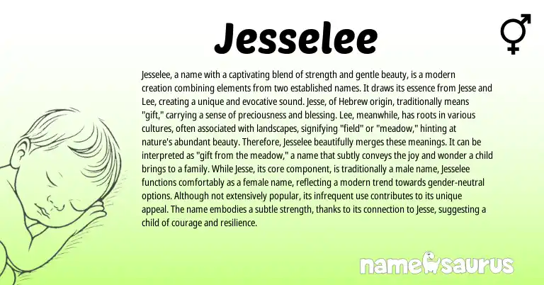 Infographic about Jesselee name meaning, Jesselee is a name from American origin(s).