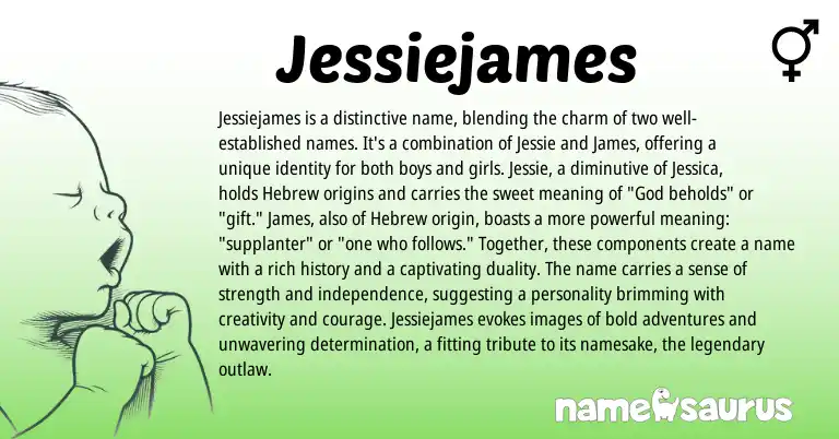 Infographic about Jessiejames name meaning, Jessiejames is a name from Hebrew, English origin(s).