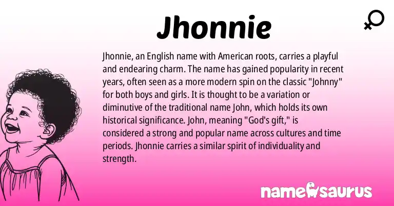 Infographic about Jhonnie name meaning, Jhonnie is a name from English (American) origin(s).