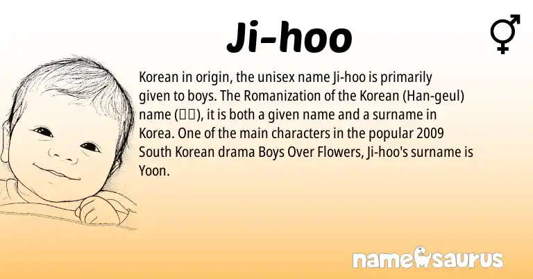 Infographic about Ji-hoo name meaning, Ji-hoo is a name from Korean origin(s).