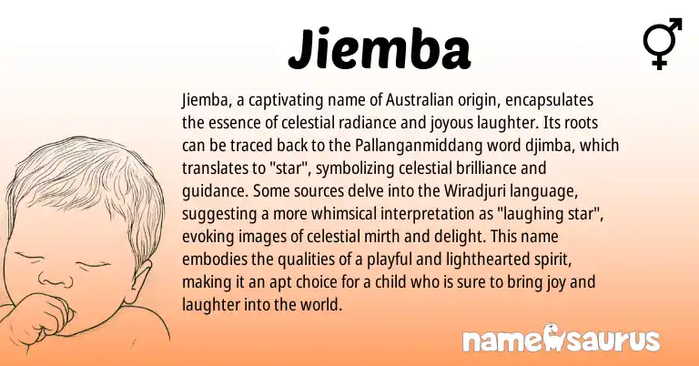 Infographic about Jiemba name meaning, Jiemba is a name from Australian origin(s).