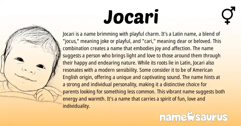 Infographic about Jocari name meaning, Jocari is a name from Latin origin(s).