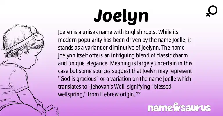 Infographic about Joelyn name meaning, Joelyn is a name from English origin(s).