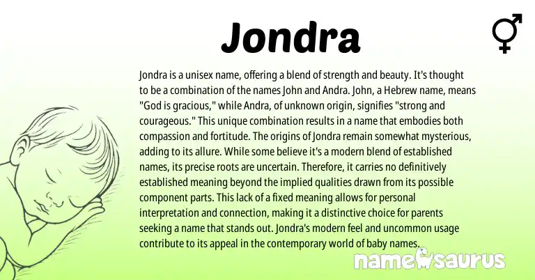 Infographic about Jondra name meaning, Jondra is a name from Other origin(s).