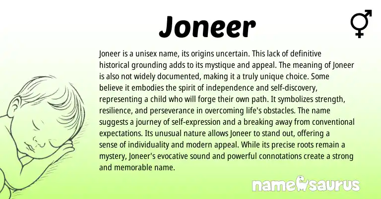 Infographic about Joneer name meaning, Joneer is a name from Other origin(s).
