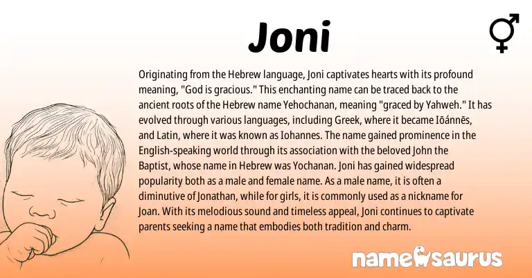 Infographic about Joni name meaning, Joni is a name from English, Latin, Hebrew, Greek origin(s).