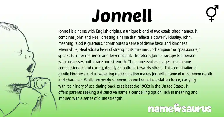 Infographic about Jonnell name meaning, Jonnell is a name from English origin(s).