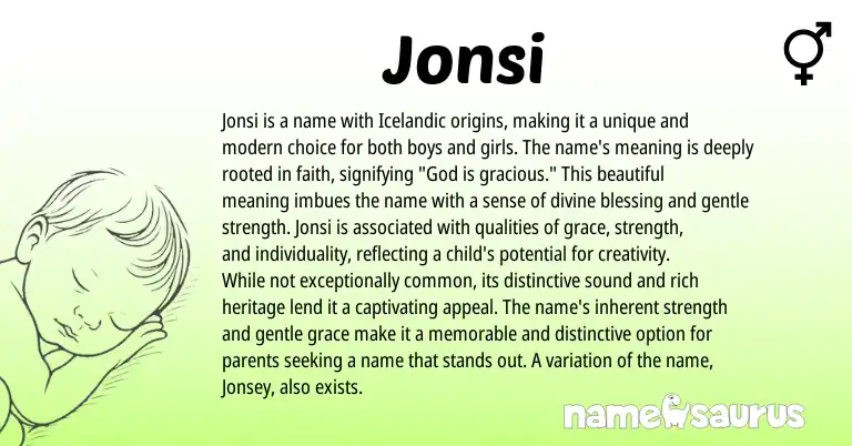 Infographic about Jonsi name meaning, Jonsi is a name from Icelandic origin(s).
