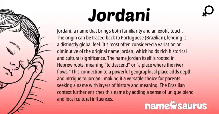 Infographic about Jordani name meaning, Jordani is a name from Portuguese (Brazilian) origin(s).