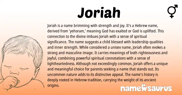 Infographic about Joriah name meaning, Joriah is a name from Hebrew origin(s).