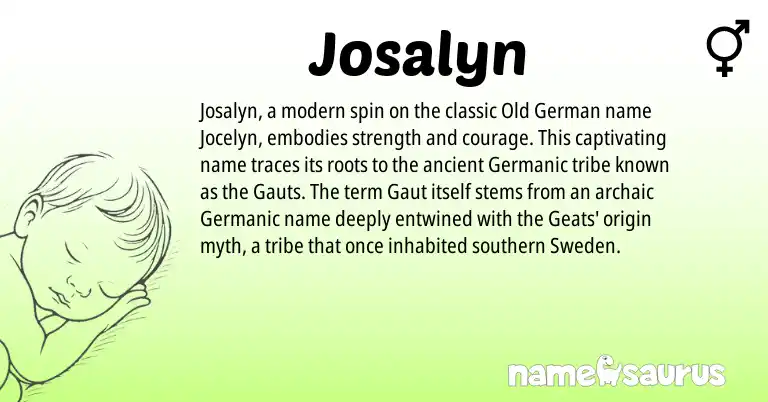 Infographic about Josalyn name meaning, Josalyn is a name from Old German, Germanic origin(s).
