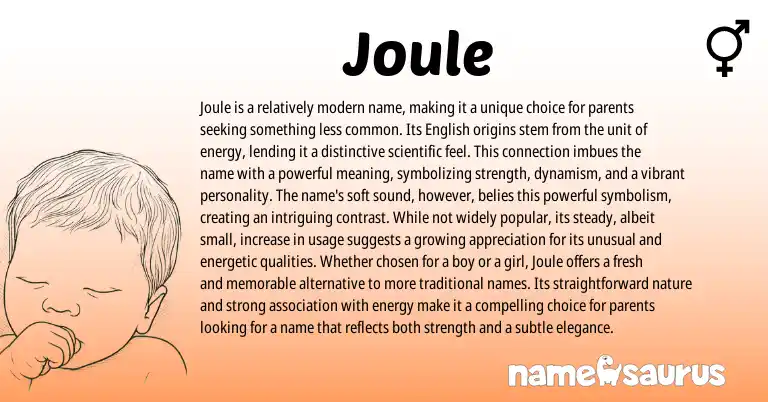 Infographic about Joule name meaning, Joule is a name from French origin(s).