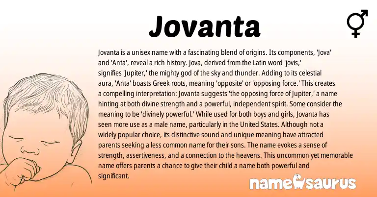 Infographic about Jovanta name meaning, Jovanta is a name from Greek, Latin origin(s).