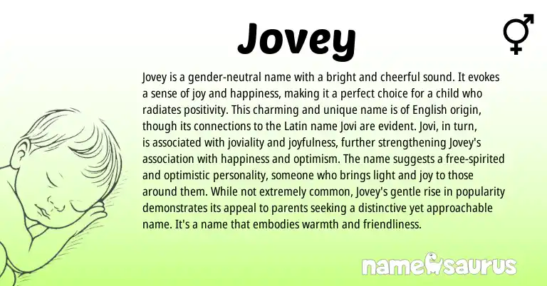 Infographic about Jovey name meaning, Jovey is a name from English origin(s).