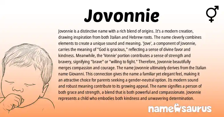 Infographic about Jovonnie name meaning, Jovonnie is a name from Hebrew, Italian origin(s).