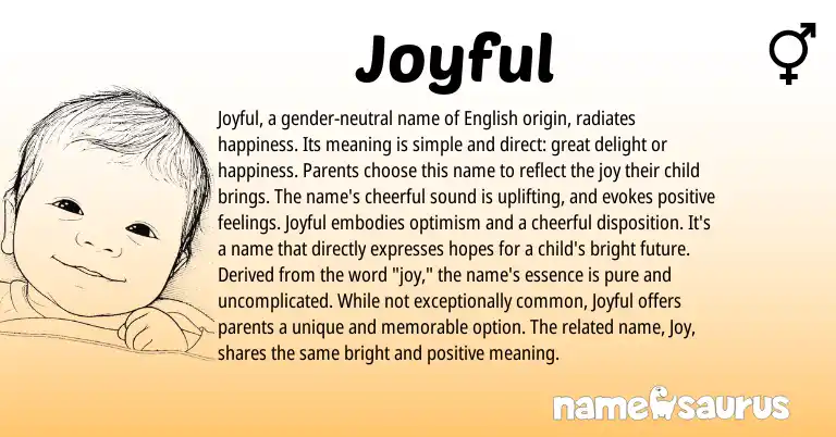 Infographic about Joyful name meaning, Joyful is a name from English origin(s).