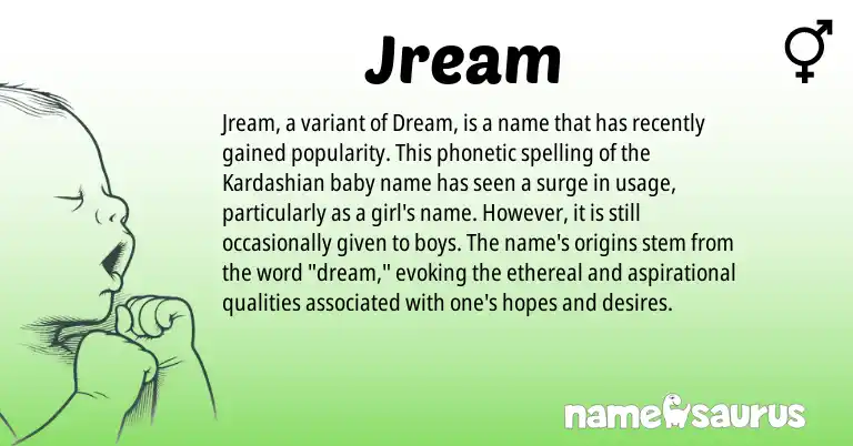 Infographic about Jream name meaning, Jream is a name from N/A origin(s).