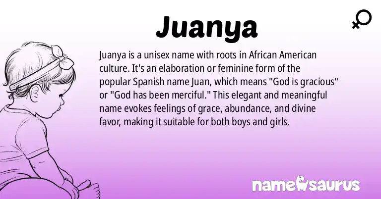 Infographic about Juanya name meaning, Juanya is a name from African American origin(s).