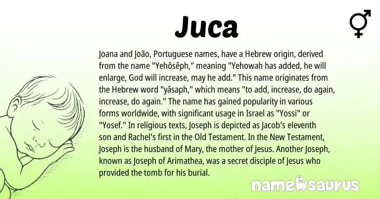 Infographic about Juca name meaning, Juca is a name from Hebrew, Portuguese origin(s).