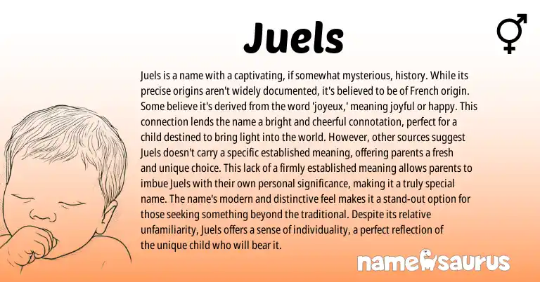 Infographic about Juels name meaning, Juels is a name from French origin(s).