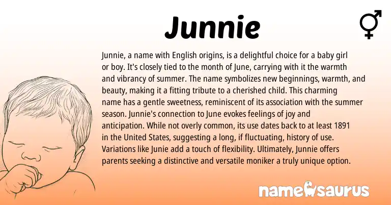 Infographic about Junnie name meaning, Junnie is a name from English origin(s).
