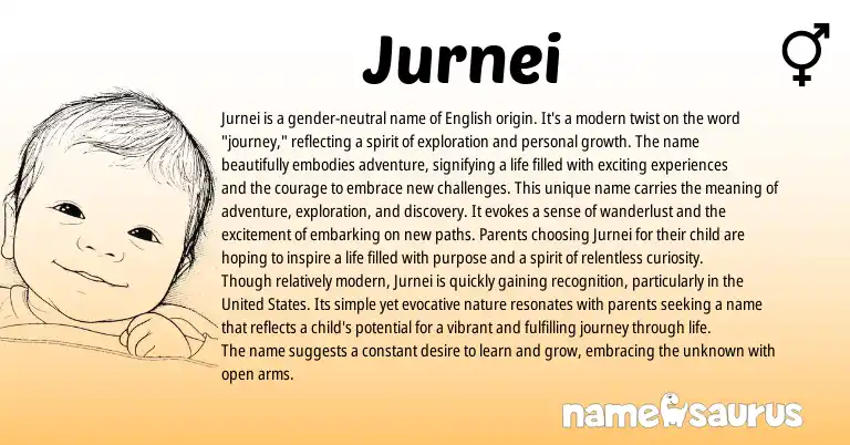 Infographic about Jurnei name meaning, Jurnei is a name from English origin(s).