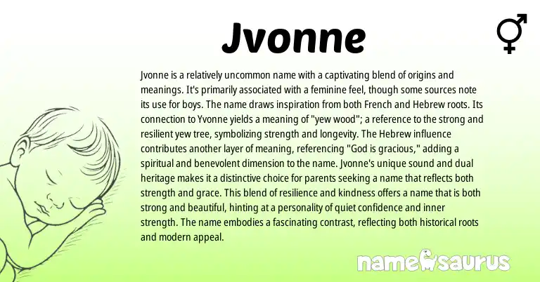 Infographic about Jvonne name meaning, Jvonne is a name from French, Hebrew origin(s).